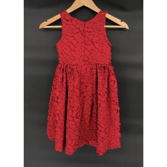 Chasing Fireflies Red Leaf Applique Sleeveless Party Dress Girls 6 Flower Girl - Picture 3 of 9